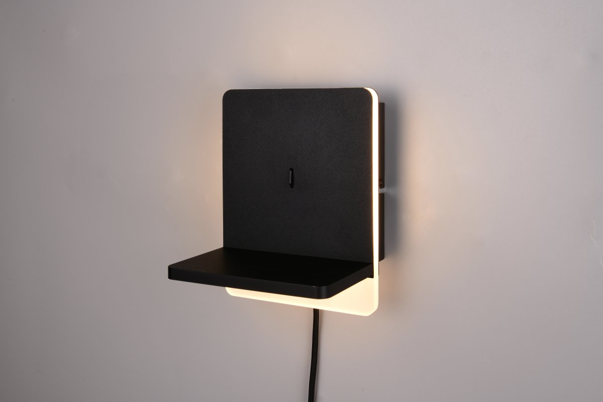 Fairfield 20cm Svart vegglampe Fra Trio Lighting - FLEXconnect-funksjonen tillater b&aring;de fast installasjon og med kabel og veggplugg.