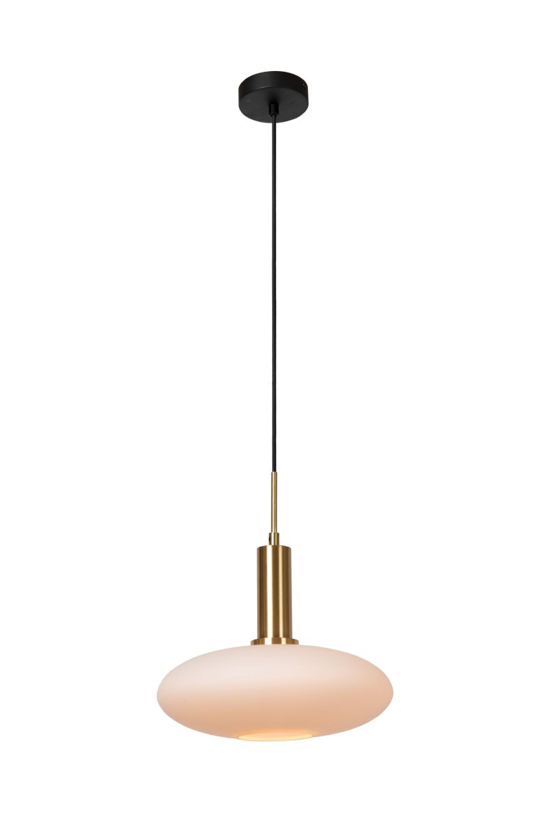 Singala Ø30 Matt gull/messing Taklampe Fra Lucide - Den runde glasskulen som utgjør lampeskjermen skaper den rette stemningen for alle anledninger, spesielt når Singala er koblet til en kompatibel dimmer.