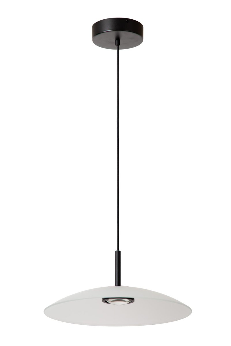 Menga Ø40 Opal Taklampe Fra Lucide - Denne originale pendellampen, laget av satengmatt glass av h&oslash;y kvalitet, har en innebygd linse som gir b&aring;de et klart lys nedover og en myk gl&oslash;d.