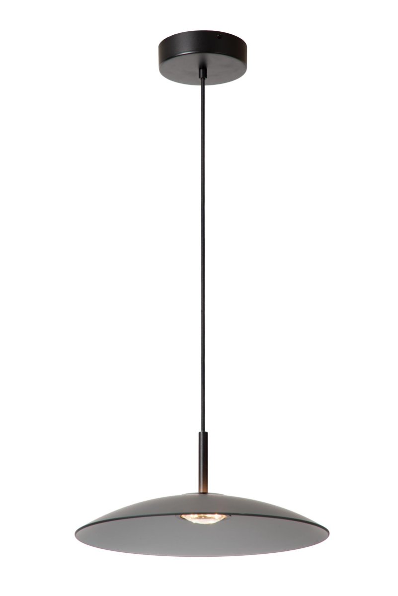 Menga Ø40 Røykfarget Taklampe Fra Lucide - Denne originale pendellampen, laget av satengmatt glass av h&oslash;y kvalitet, har en innebygd linse som gir b&aring;de et klart lys nedover og en myk gl&oslash;d.