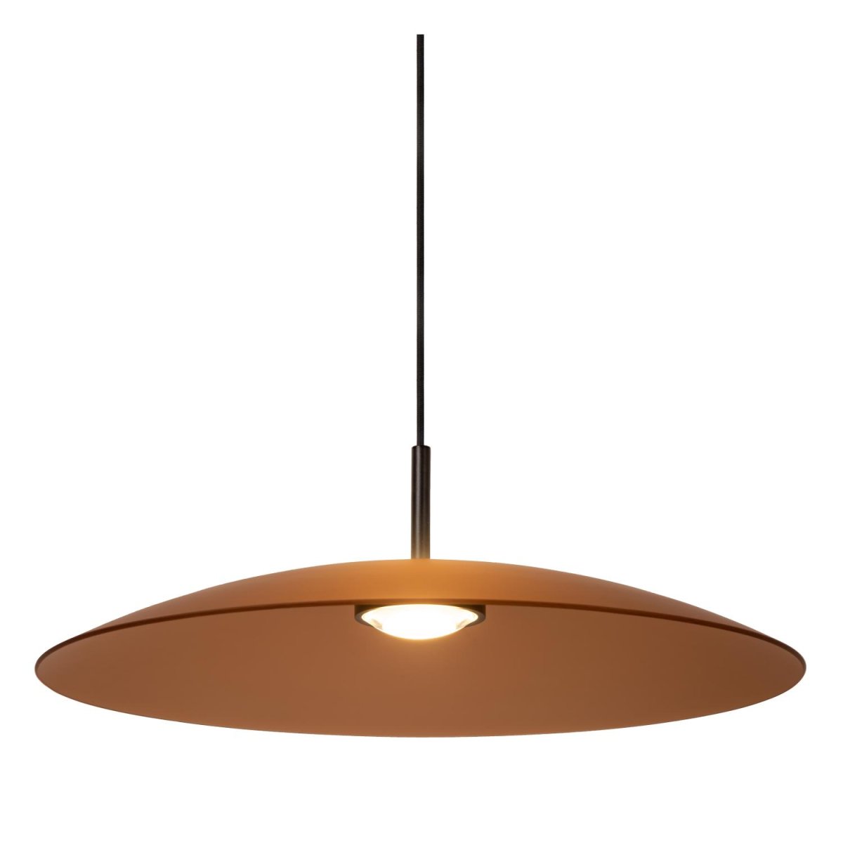 Menga Ø60 Rav Taklampe Fra Lucide - Denne originale pendellampen, laget av satengmatt glass av h&oslash;y kvalitet, har en innebygd linse som gir b&aring;de et klart lys nedover og en myk gl&oslash;d.