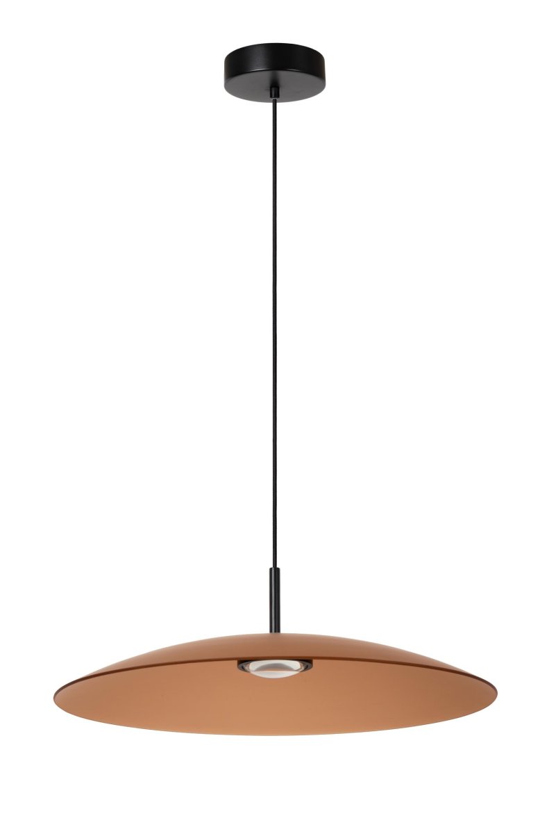 Menga Ø60 Rav Taklampe Fra Lucide - Denne originale pendellampen, laget av satengmatt glass av h&oslash;y kvalitet, har en innebygd linse som gir b&aring;de et klart lys nedover og en myk gl&oslash;d.