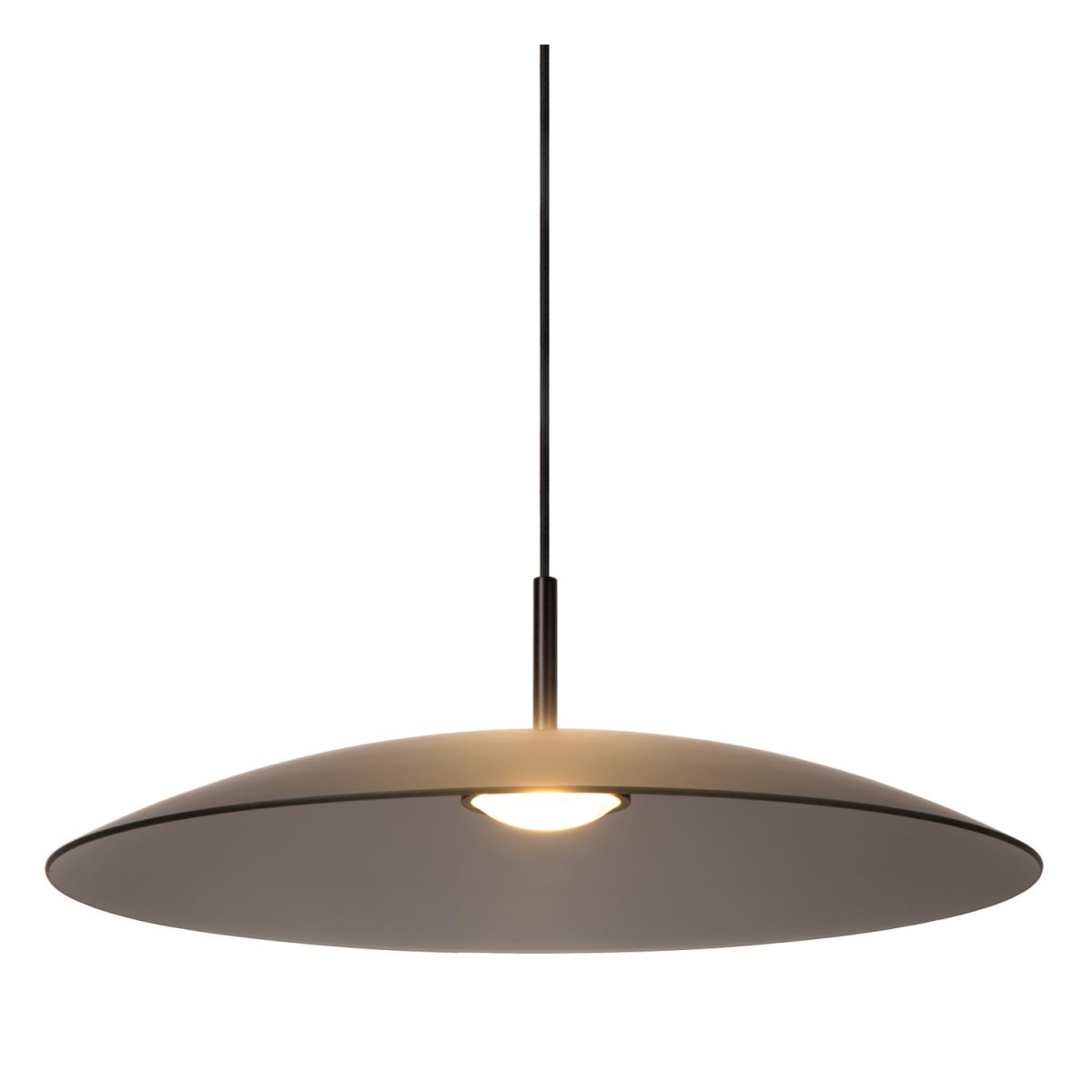 Menga Ø60 Røykfarget Taklampe Fra Lucide - Denne originale pendellampen, laget av satengmatt glass av h&oslash;y kvalitet, har en innebygd linse som gir b&aring;de et klart lys nedover og en myk gl&oslash;d.
