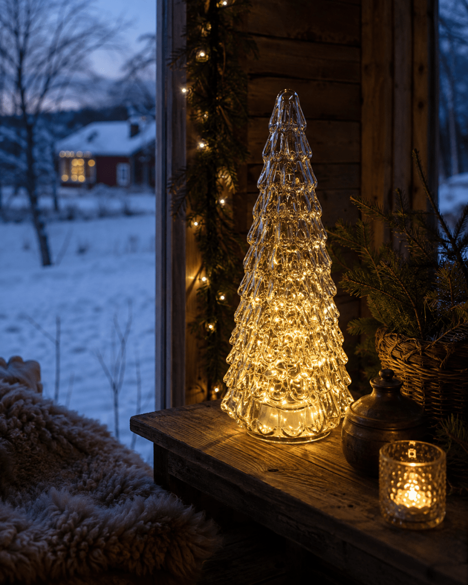 Gran 30cm Grønn Fra Pixie Design - Det vakkert formede grantreet har en innebygd lyslenke med 100 sm&aring; LED-dioder som sprer en behagelig, varm hvit gl&oslash;d.
