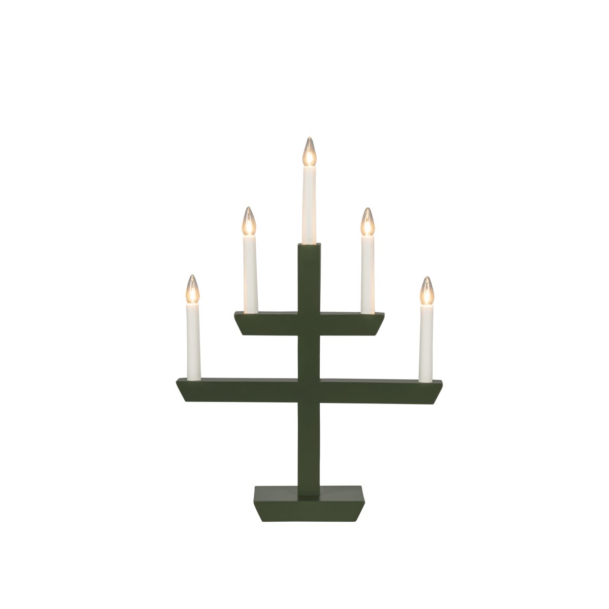 Wooden Candelabra 5 Lights Mørk grønn Fra Konstsmide - En tidl&oslash;s interi&oslash;rdetalj som sprer en varm gl&oslash;d og passer perfekt i vinduet i adventstiden, eller som stemningsbelysning &aring;ret rundt.