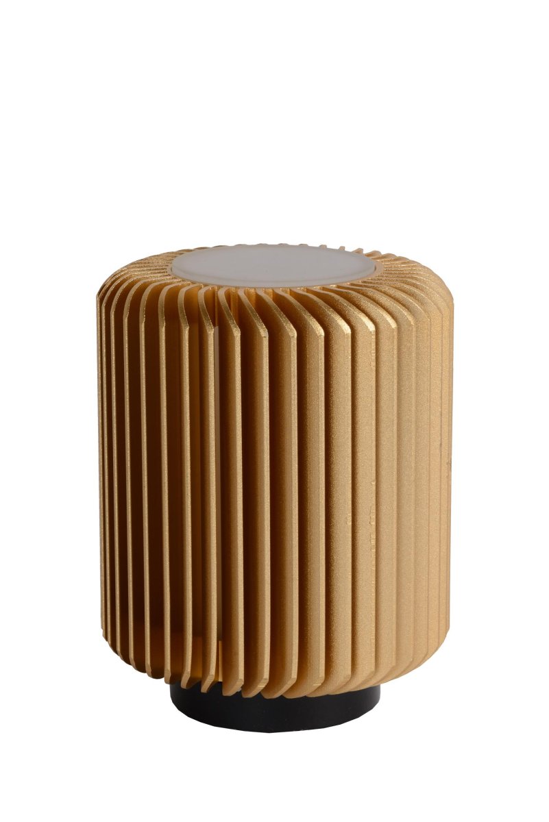 Turbin 14cm Matt gull/messing bordlampe Fra Lucide - Denne sjarmerende bordlampen er en moderne sylinder som er knapt 10 centimeter bred, lang og høy.