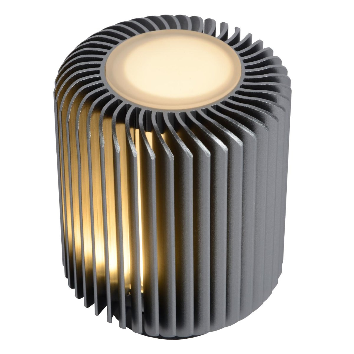Turbin 14cm Grå bordlampe Fra Lucide - Denne sjarmerende bordlampen er en moderne sylinder som er knapt 10 centimeter bred, lang og høy.