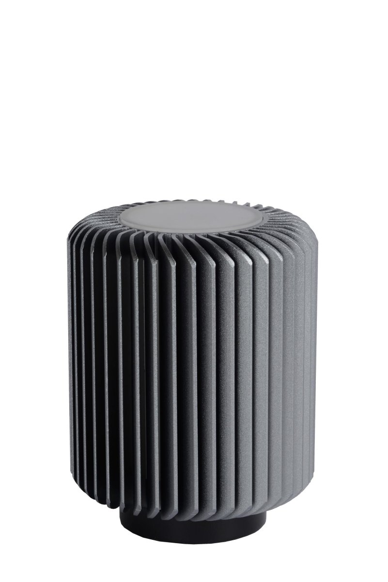 Turbin 14cm Grå bordlampe Fra Lucide - Denne sjarmerende bordlampen er en moderne sylinder som er knapt 10 centimeter bred, lang og høy.