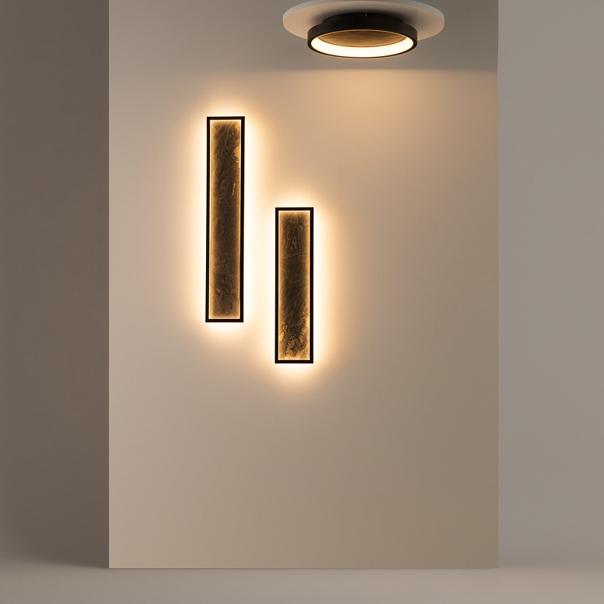 Orign Ø40 Svart plafond Fra Maytoni - Orign er en taklampe i metall med en elegant steinimitasjon i midten som gir et naturlig og eksklusivt inntrykk.