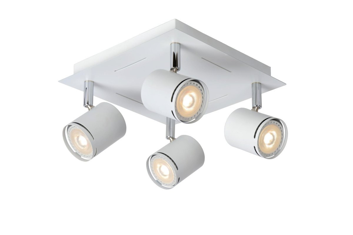Rilou 4 Hvit spotlight Fra Lucide - Rilou er utstyrt med en 4,5W - varmhvit - 3000 Kelvin - energieffektiv - dimbar - LED-lyskilde.