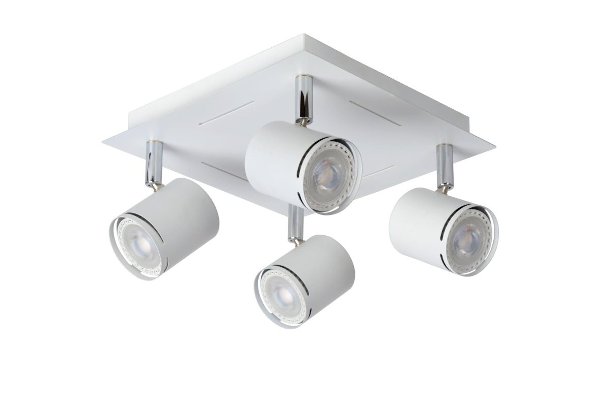 Rilou 4 Hvit spotlight Fra Lucide - Rilou er utstyrt med en 4,5W - varmhvit - 3000 Kelvin - energieffektiv - dimbar - LED-lyskilde.