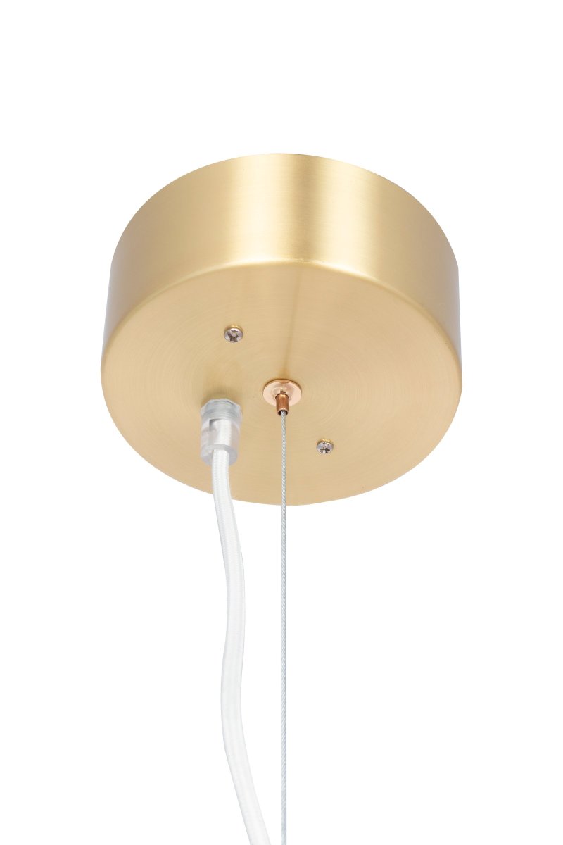 Astrid Ø50 Børstet messing Taklampe Fra Globen Lighting - Astrid er et klassisk anheng med matt hvitt glass og b&oslash;rstet messingfarget metall.