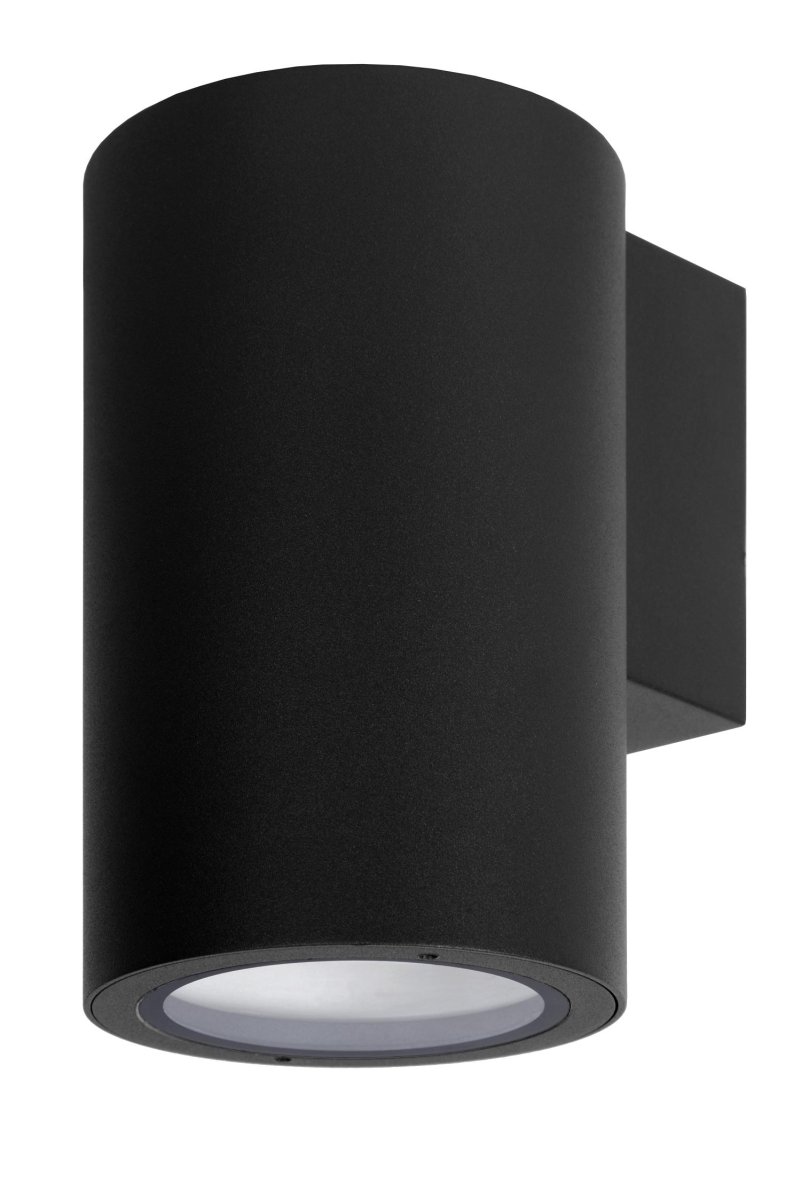 Volantis Svart utendørslampe Fra Lucide - Volantis består av en robust sylinder og en firkantet sokkel som du enkelt monterer på; veggen.