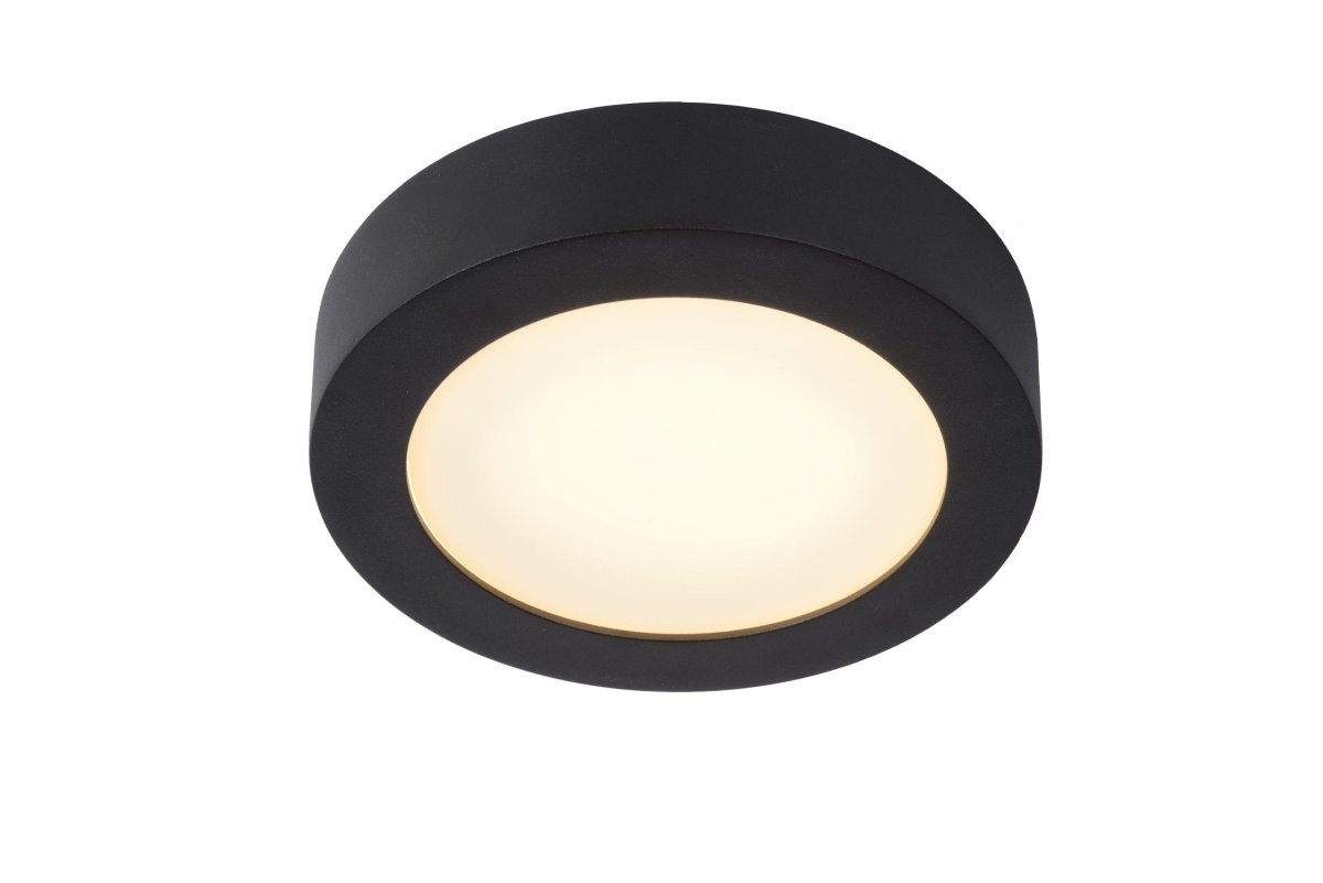 Brice-Led Ø18 Svart baderomslampe Fra Lucide - Armaturet er laget av et enkelt stykke aluminium, noe som gir den en så elegant og elegant design som virkelig skiller seg ut fra vanlige taklamper.