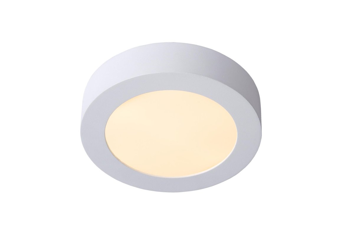 Brice-Led Ø18 Hvit baderomslampe Fra Lucide - Armaturet er laget av et enkelt stykke aluminium, noe som gir den en så elegant og elegant design som virkelig skiller seg ut fra vanlige taklamper.