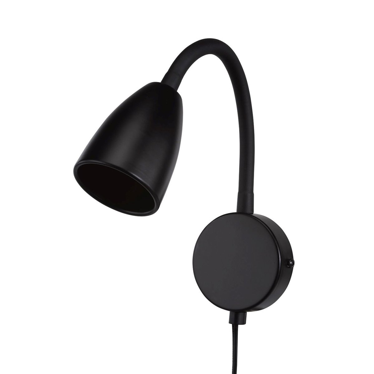 Moa Svart leselampe Fra Oriva - Denne moderne vegglampen i sort metall er b&aring;de stilig og praktisk.
