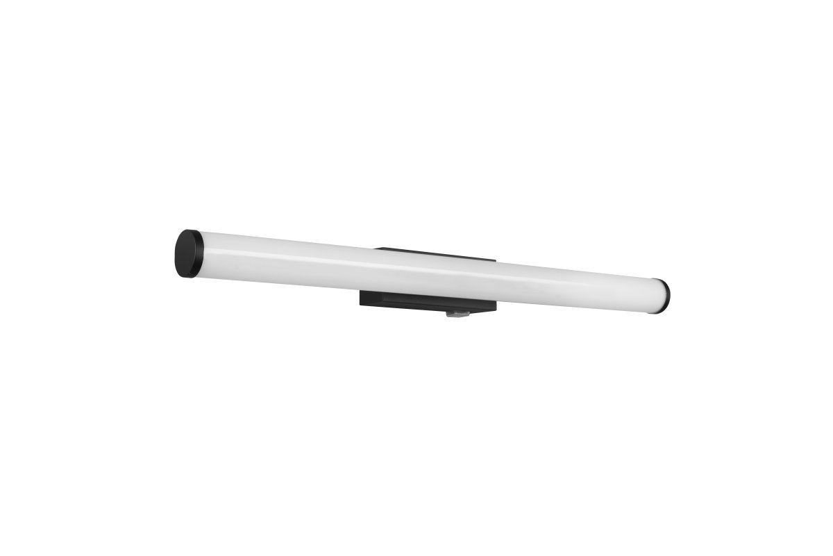 Mattimo 60cm Svart baderomslampe Fra Trio Lighting - Den kombinerer matt svart metall og hvit plast for et harmonisk utseende og kan styres med en veggbryter eller den integrerte bryteren.