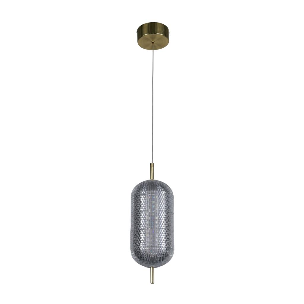 Capsule Ø15 Messing Taklampe Fra Searchlight - Capsule er en elegant og moderne pendellampe med detaljer i satengmessing og en skjerm i akrylglass som sprer et mykt og behagelig lys.