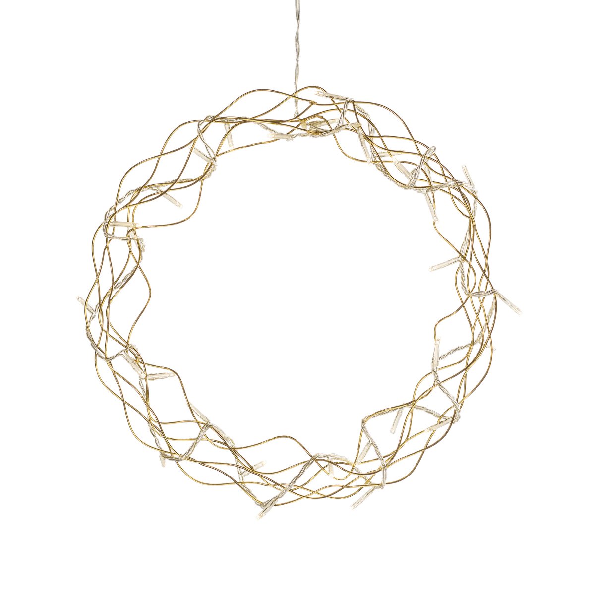 LED-krans Ø30 Gull Fra Konstsmide - Med sin diameter p&aring; 30 cm er girlanderen en vakker dekorasjon &aring; henge i vinduet eller p&aring; veggen, perfekt for &aring; skape ekstra hygge i de m&oslash;rkere m&aring;nedene av &aring;ret.