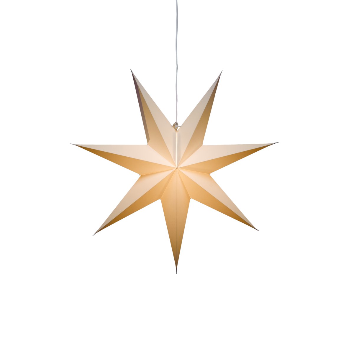 Papirstjerne Ø60 Hvit Fra Konstsmide - Perfekt &aring; henge i vinduet eller mot en vakker vegg &ndash; en tidl&oslash;s dekorasjon som forgyller hvert rom med enkel eleganse.