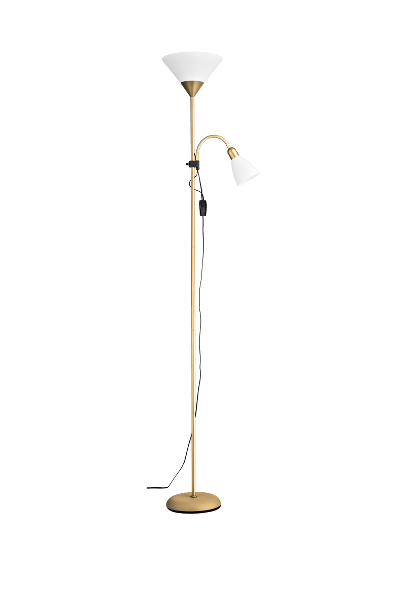 Vigo Messing gulvlampe Fra Aneta Lighting - Vigo gulvlampe er en praktisk og stilig kombinasjon av opplys og leselampe.