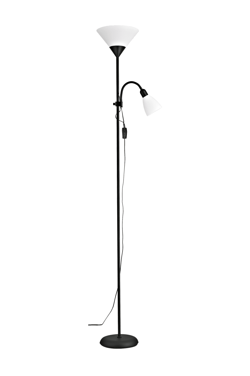 Zoom bilde av Vigo Svart gulvlampe Fra Aneta Lighting - Vigo gulvlampe er en praktisk og stilig kombinasjon av opplys og bordlampe.