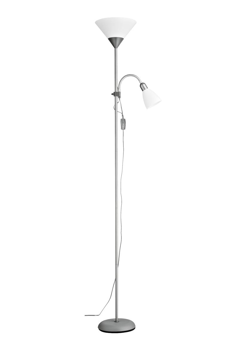 Zoom bilde av Vigo Sølv gulvlampe Fra Aneta Lighting - Vigo gulvlampe er en praktisk og stilig kombinasjon av opplys og bordlampe.