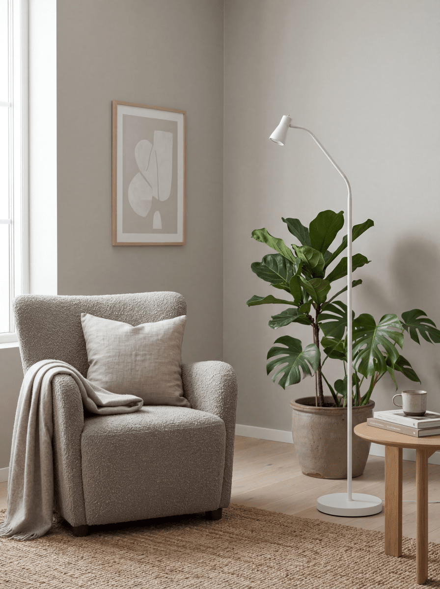 Boden Hvit gulvlampe Fra Aneta Lighting - Lampen er laget av hvitt metall og har et pent uttrykk som gj&oslash;r den enkel &aring; plassere i forskjellige milj&oslash;er.