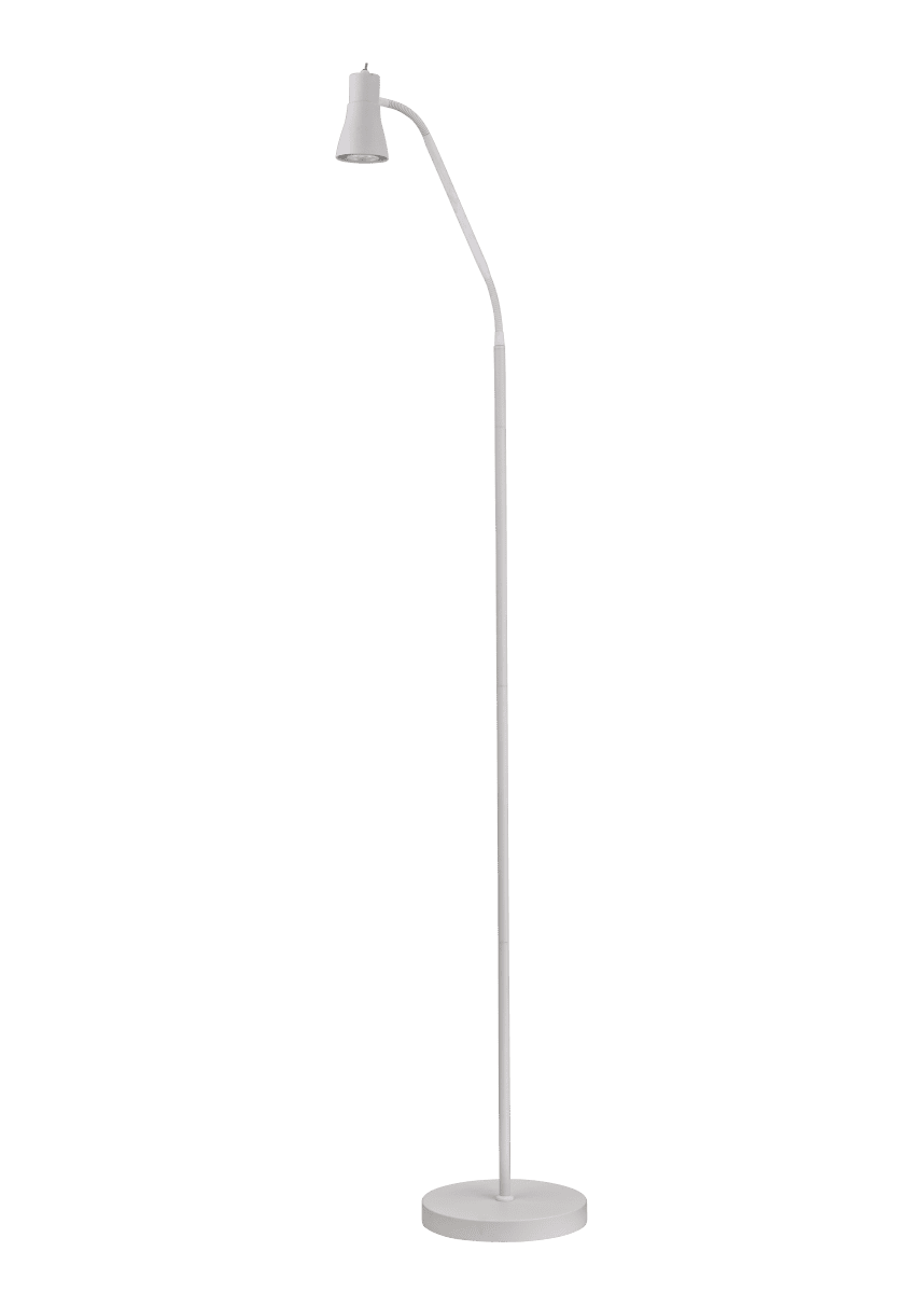 Boden Hvit gulvlampe Fra Aneta Lighting - Lampen er laget av hvitt metall og har et pent uttrykk som gj&oslash;r den enkel &aring; plassere i forskjellige milj&oslash;er.