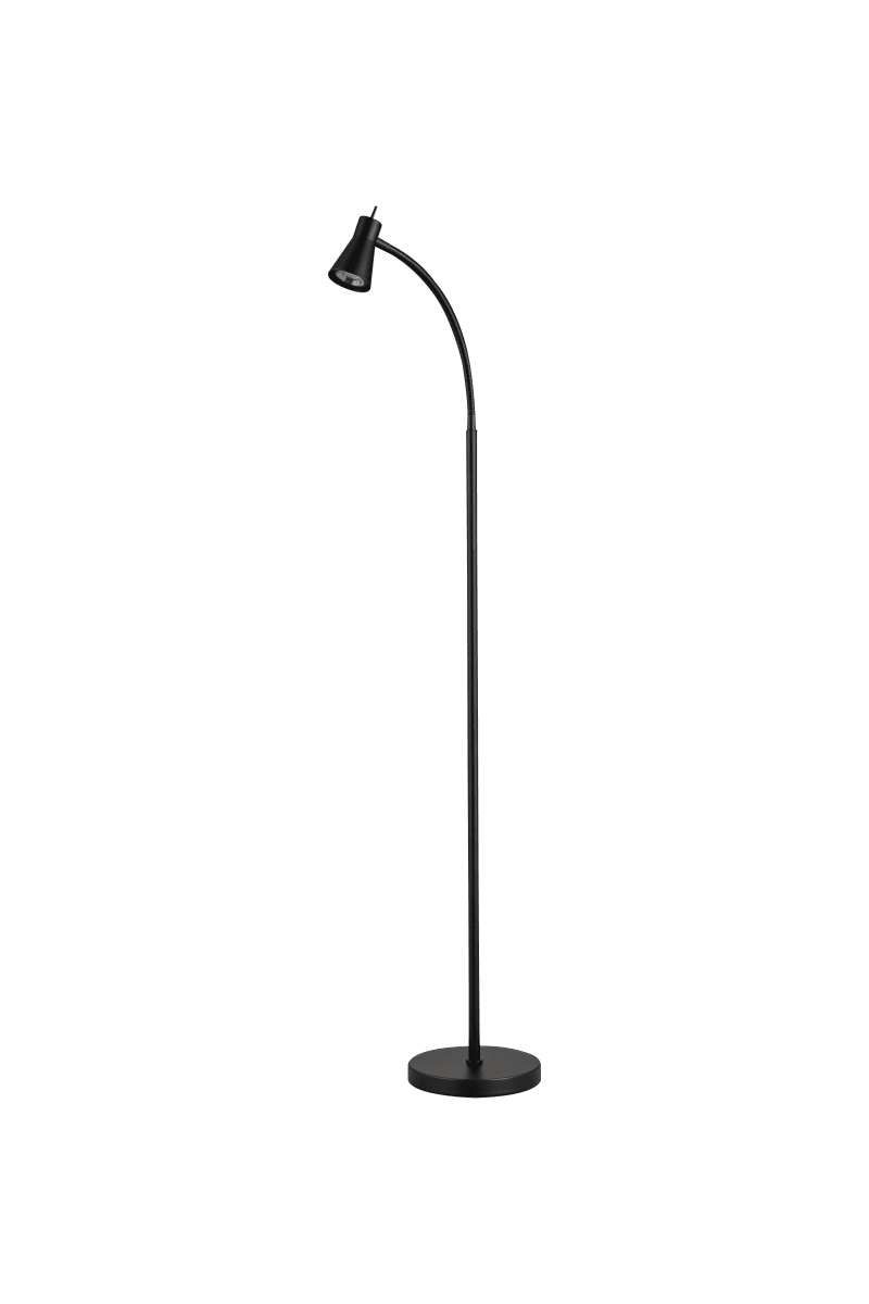 Zoom bilde av Boden Svart gulvlampe Fra Aneta Lighting - Lampen er laget av svart metall og har et elegant uttrykk som gj&oslash;r den enkel &aring; plassere i forskjellige milj&oslash;er.