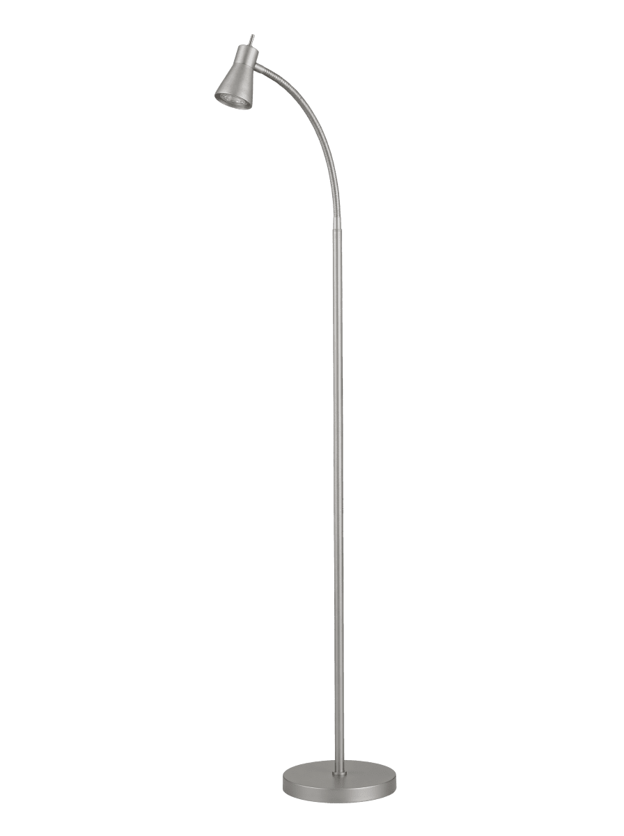 Zoom bilde av Boden Sølv gulvlampe Fra Aneta Lighting - Lampen er laget av metall i en matt sølvfinish og har et pent uttrykk som gjør den enkel å plassere i forskjellige miljøer.