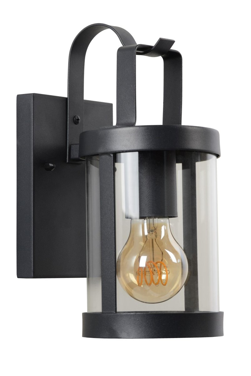 Lindelo Svart utendørslampe Fra Lucide - Vegglampen, kalt Lindel, er din perfekte følgesvenn for å ønske gjester velkommen ved inngangsdøren, eller for å nyte varme sommerkvelder med et behagelig lys.