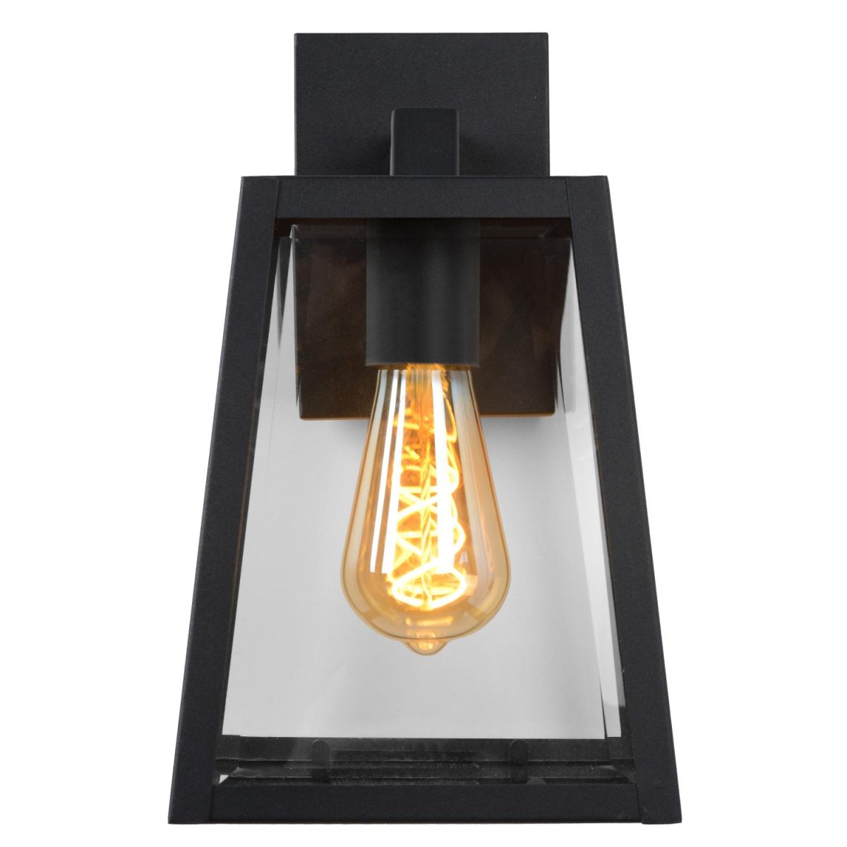 Matslot Svart utendørslampe Fra Lucide - Den rustikke formen og den tydelige referansen til en klassisk lanterne smelter sammen med en moderne finish og et karakteristisk håndverkerpreg.
