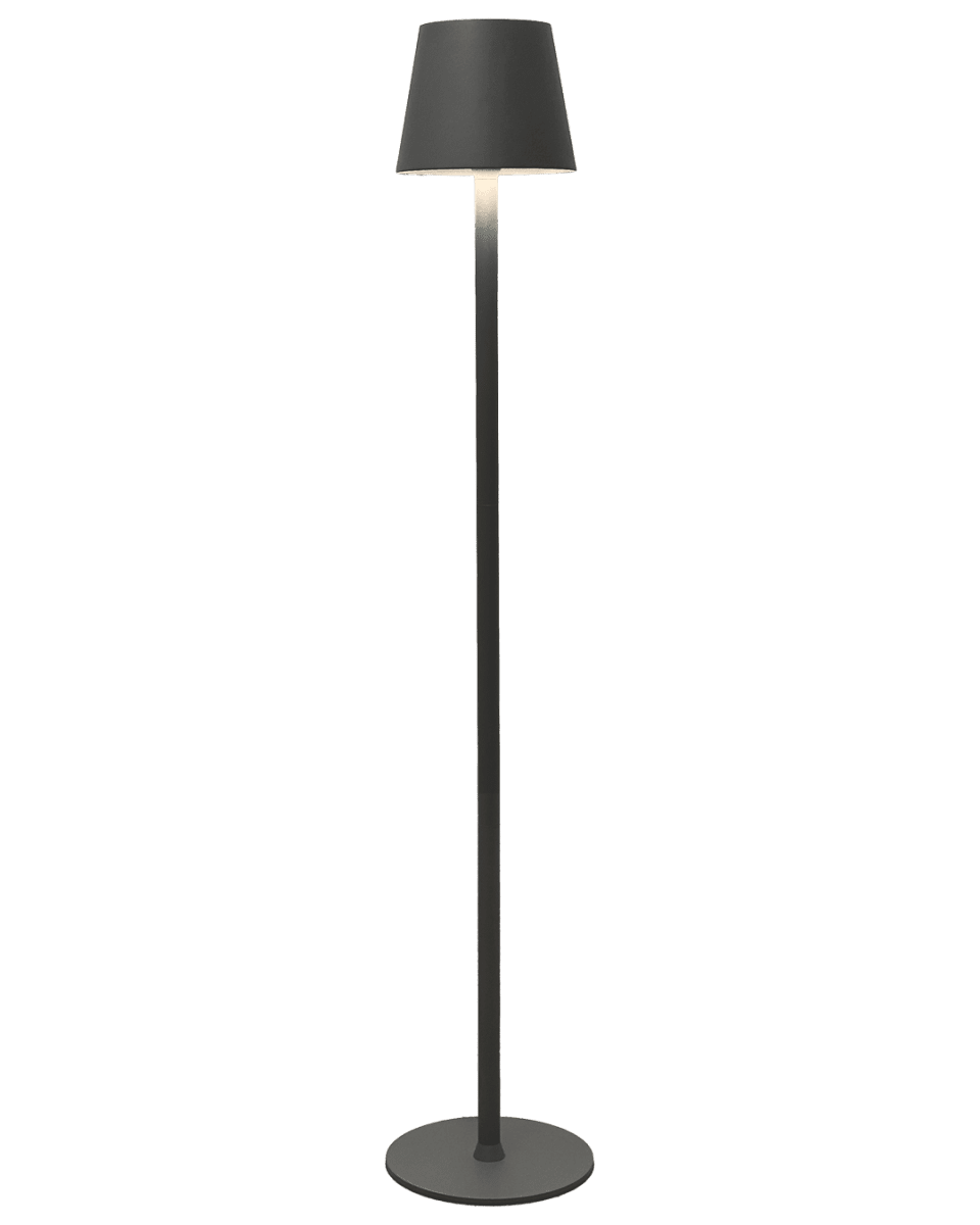Sofy Mørkegrå Fra Lightson - Sofy er en stilig gulvlampe i m&oslash;rkegr&aring;tt aluminium, spesialdesignet for &aring; skape en koselig og hyggelig atmosf&aelig;re i dine utemilj&oslash;er.