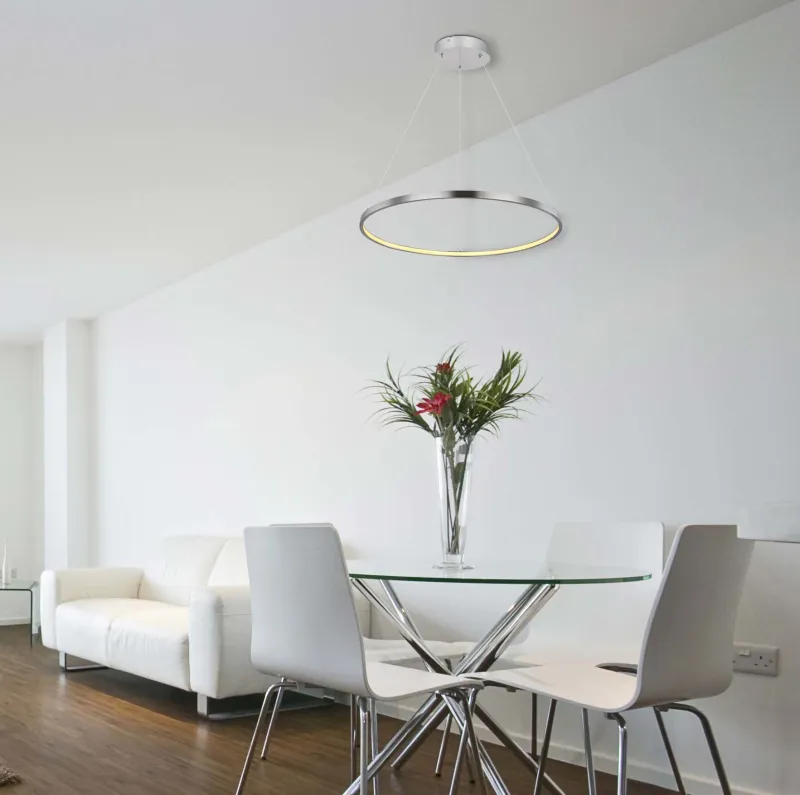 Ralph Ø60 Nikkel Taklampe Fra Globo Lighting - Den moderna, runda takpendeln Ralph i matt nickel &auml;r en stilren blickf&aring;ngare i ditt hem.
