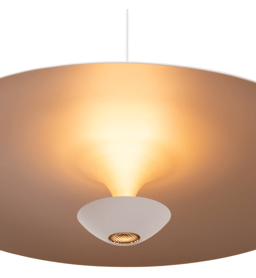 Kenneth Ø60 Hvit Taklampe Fra Lucide - Med sin sjenerøse diameter på 60 cm og justerbare høyde opptil 170 cm, er den et perfekt blikkfang over et romslig spisebord eller i et større sosialt område.