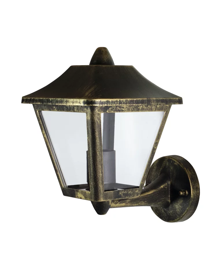 Tradition Svart/gull utendørslampe Fra Ledvance - Den er laget av st&oslash;pt aluminium i sort og gull design med en klar polykarbonat diffusor for et behagelig og klart lys.