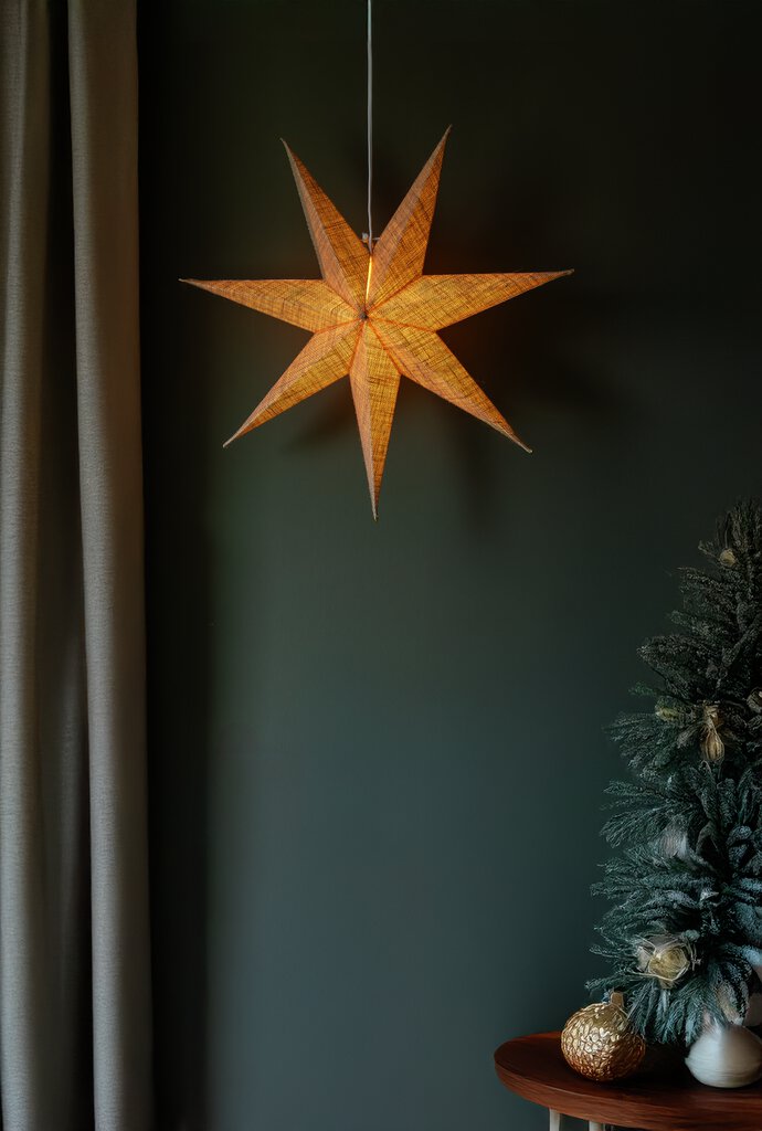 Papirstjerne Ø60 Natur Fra Konstsmide - Nydelig papirstjerne i naturlig farge, 60 cm i diameter &ndash; En stilig juledekorasjon med et rustikk preg.