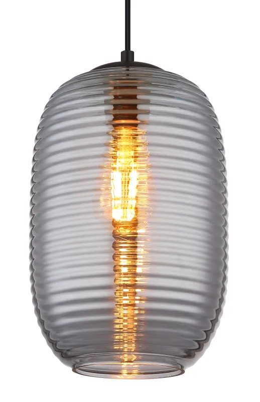 Jefrey Ø20 Røykfarget Taklampe Fra Globo Lighting - Denna eleganta taklampa &auml;r utrustad med en rund kupa i r&ouml;kf&auml;rgat glas.