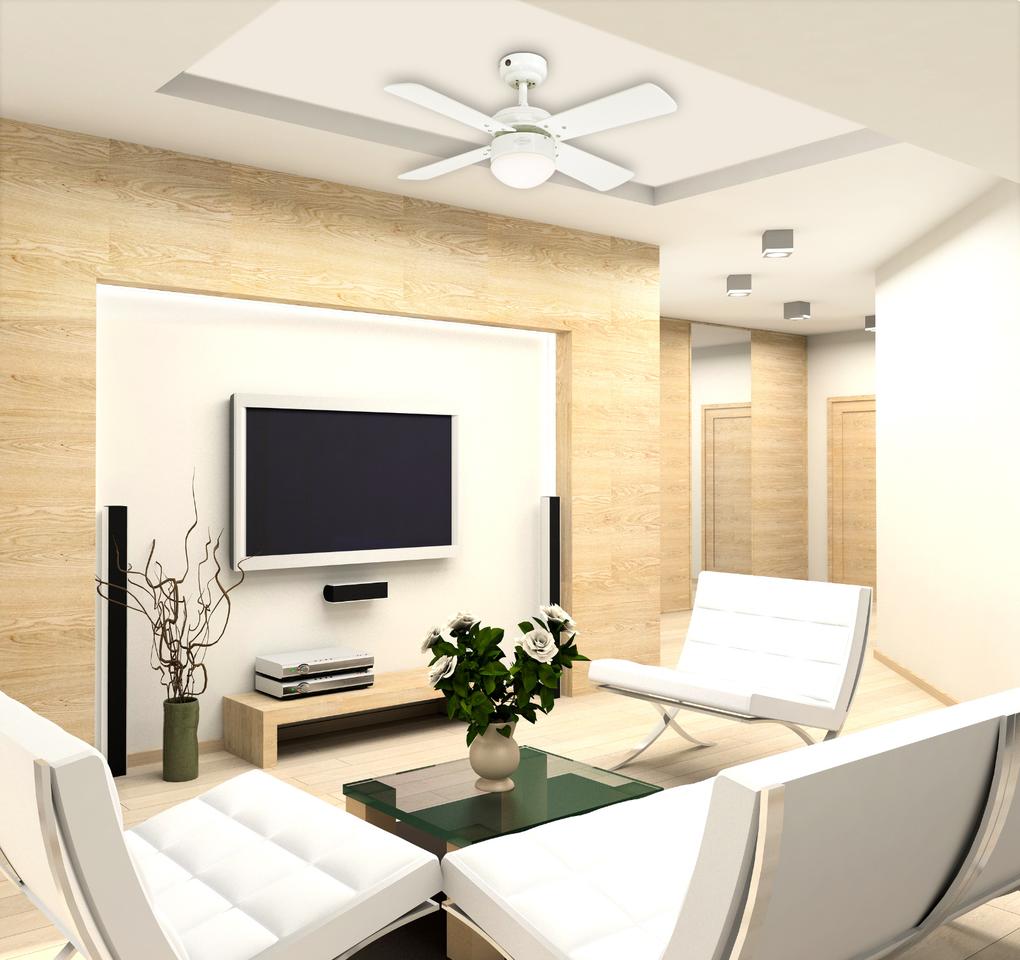 Colosseum Ø90 Hvit Fra Westinghouse - Takviften kommer med fjernkontroll som styrer tre hastigheter og har reversfunksjon for sommer- og vinterbruk, perfekt for &aring; holde rommet kj&oslash;lig om sommeren og sirkulere varm luft om vinteren.