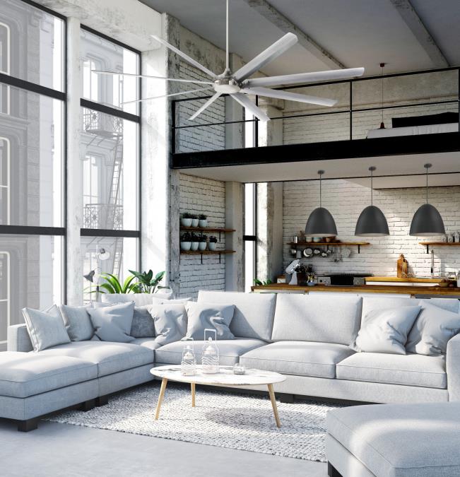 Widespan Ø254 Børstet nikkel Fra Westinghouse - Takviften Widespan, med en diameter på 254 cm og en likestrømsmotor, designet for å effektivt sirkulere store mengder luft i større kommersielle og boligområder.