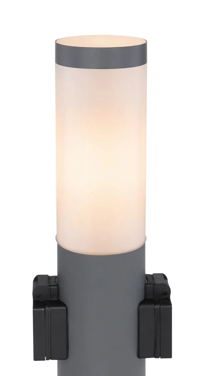 Boston 45cm Antrasitt pullerter Fra Globo Lighting - Tillverkad i rostfritt st&aring;l med en opalvit plastsk&auml;rm ger den ett mjukt och behagligt ljus.