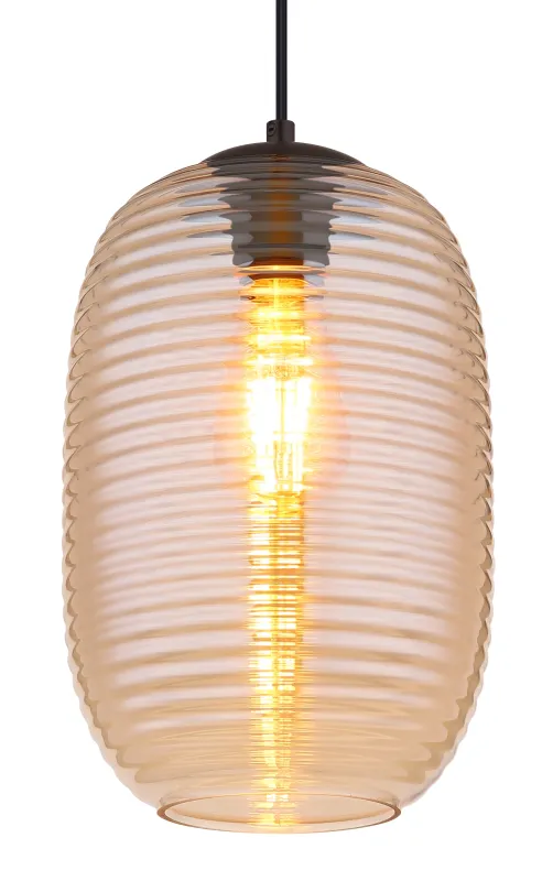 Jefrey Ø20 Rav Taklampe Fra Globo Lighting - Denna eleganta taklampa &auml;r utrustad med en rund glaskupa i varm b&auml;rnstensf&auml;rg.