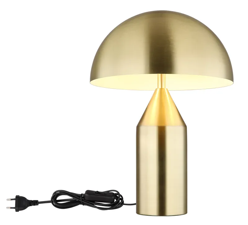 Atoma 40cm Messing bordlampe Fra Globo Lighting - Sk&auml;rmen i matt m&auml;ssing och vitt skapar en harmonisk kontrast och ger en behaglig ljusspridning.