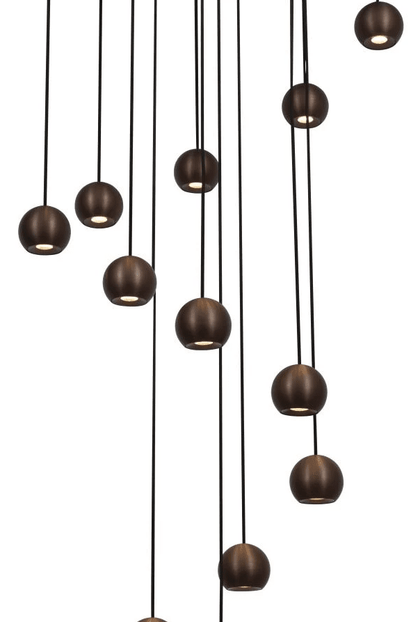Montana Ø55 Brun Taklampe Fra Lucide - Høyden er justerbar med sin 300 cm lange ledningslengde, og de runde spotlightene med en diameter på 7 cm gir et godt og sterkt lys rettet nedover.