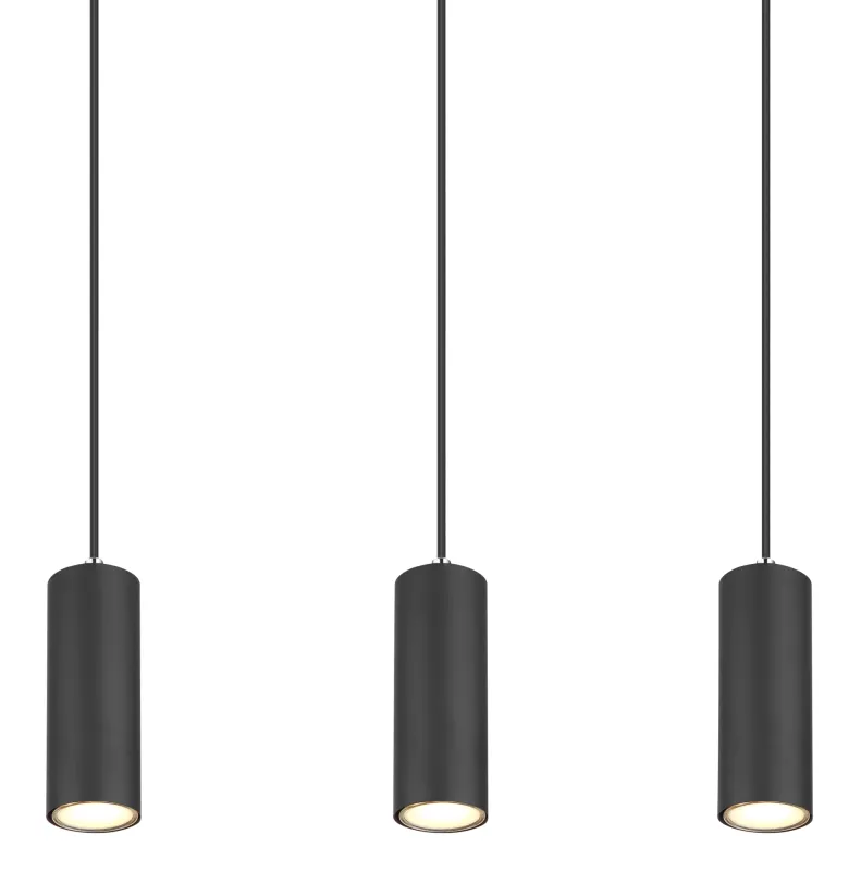 Robby 115cm Svart Taklampe Fra Globo Lighting - Fr&aring;n den 115 cm l&aring;nga takmonteringen l&ouml;per sex kablar, var och en utrustad med en GU10-sockel.