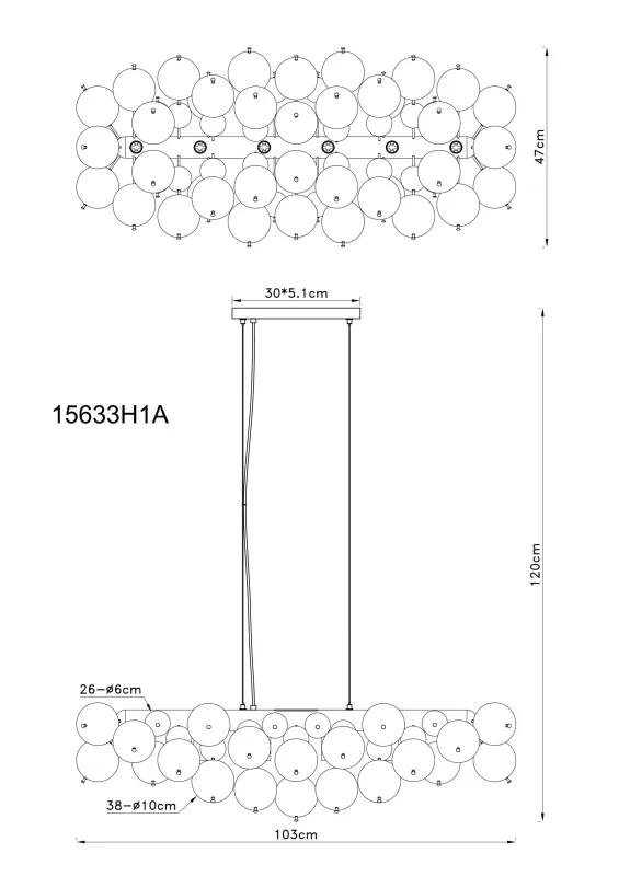 Udo 120cm Rav Taklampe Fra Globo Lighting - Den mattsvarta metallen ger lampan en sofistikerad och modern k&auml;nsla.