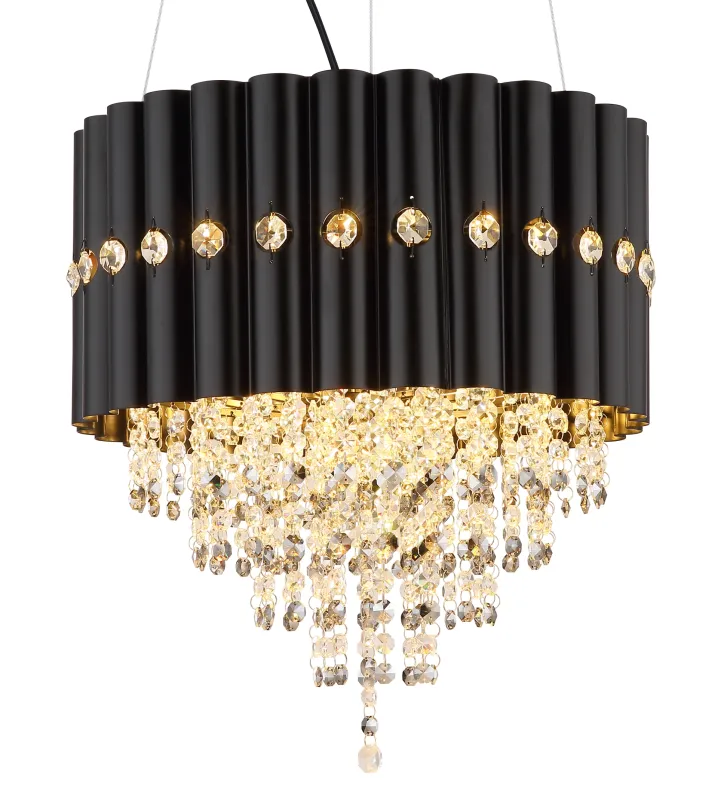 Eleos Ø40 Svart Taklampe Fra Globo Lighting - Med en stomme i matt svartlackerad metall och en lampsk&auml;rm i samma nyans sm&auml;lter den harmoniskt in i b&aring;de moderna och klassiska interi&ouml;rer.