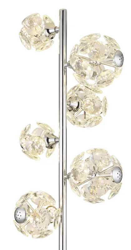 Virina Krom gulvlampe Fra Globo Lighting - Med en perfekt balans mellan modern design och funktionalitet blir Virina ett lyxigt blickf&aring;ng som f&ouml;rh&ouml;jer rummets karakt&auml;r och skapar unika ljusmoment.