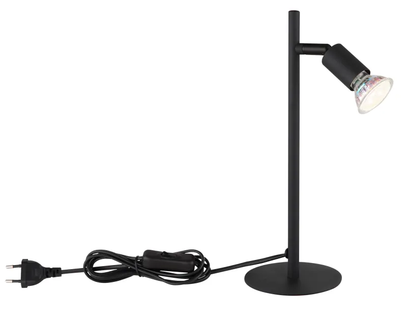 Matrix 30cm Svart skrivebordslampe Fra Globo Lighting - Den runda basen och det raka metallr&ouml;ret i mattsvart ger ett modernt och elegant uttryck.